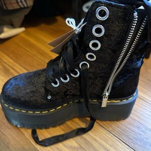 Black Velvet Platform Boots